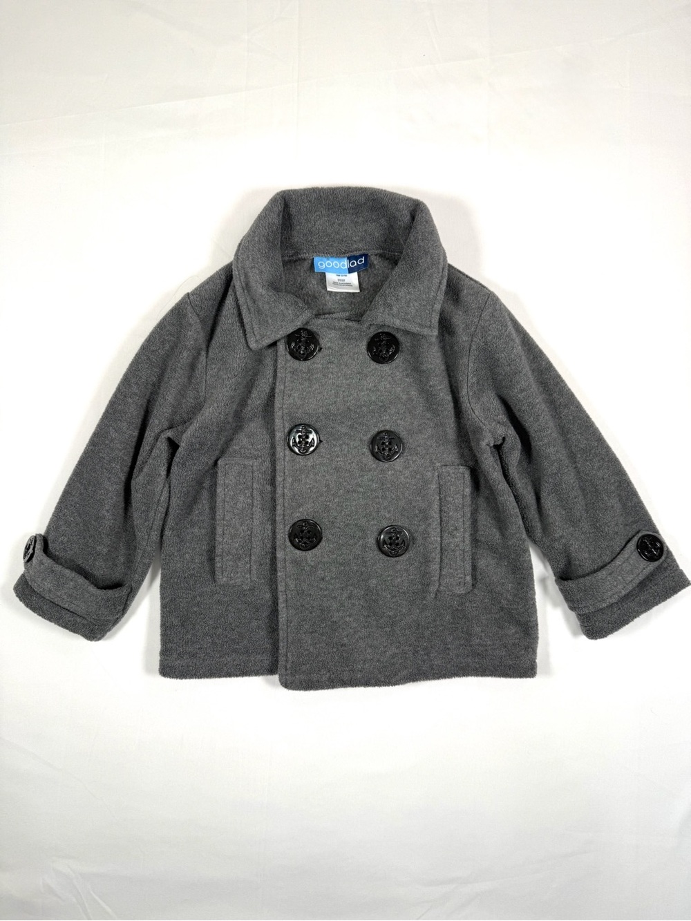 GOODLAD Girls Peacoat 3T Gray Fleece Double Breasted Classic Preppy